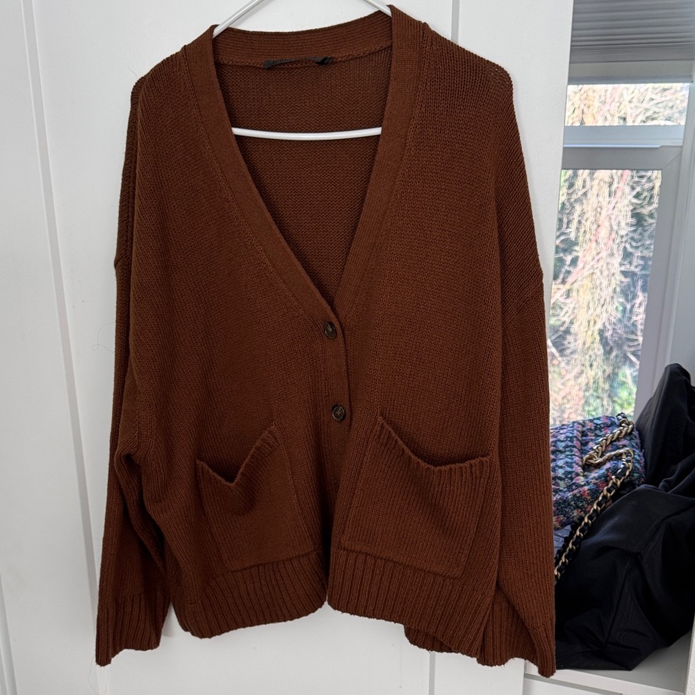 JENNI KAYNE Brown Women's Cardigan XL